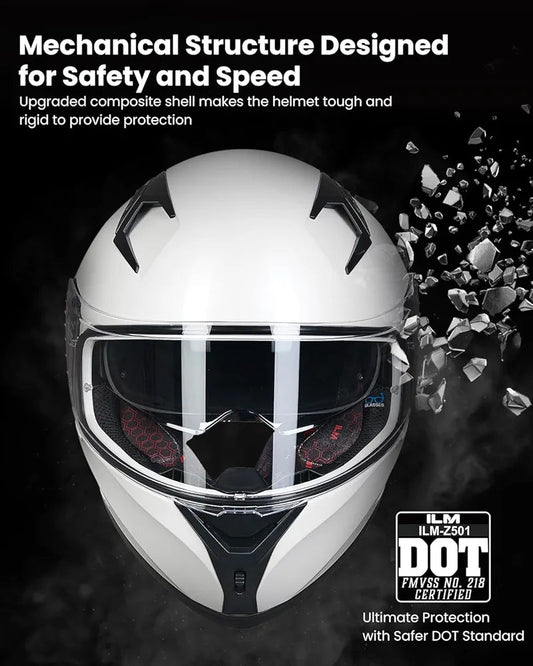 Motorcycle Helmet Full Face with Pinlock Compatible Clear&Tinted Visors and Fins Street Bike Motocross Casco DOT Model Z501(Legend Green, X-Large)