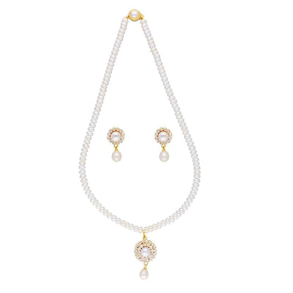 Freshwater White Pearl Pendant Necklace set