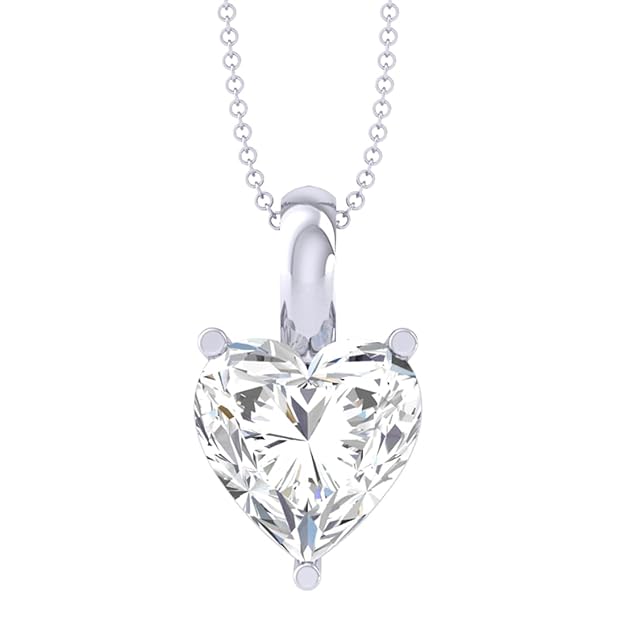 Sterling Silver Heart Solitaire Pendant Earrings Chain Bracelet Ring for Women & Girls| Platinum Plated | Gift for her