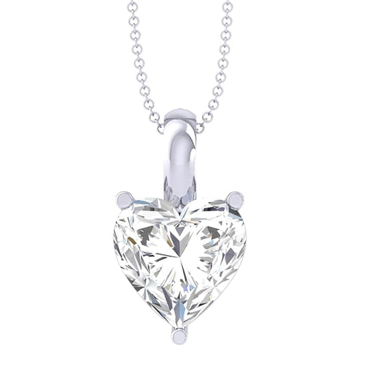 Sterling Silver Heart Solitaire Pendant Earrings Chain Bracelet Ring for Women & Girls| Platinum Plated | Gift for her