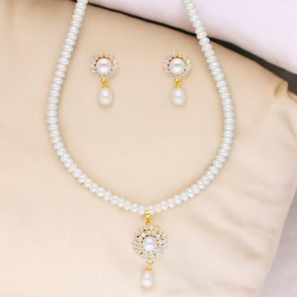 Freshwater White Pearl Pendant Necklace set