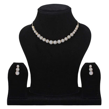 Jewellery Set for Women American Diamond Combo of Choker Necklace Set with Earrings, Bracelet and Ring for Girls and Women