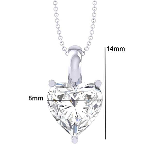 Sterling Silver Heart Solitaire Pendant Earrings Chain Bracelet Ring for Women & Girls| Platinum Plated | Gift for her