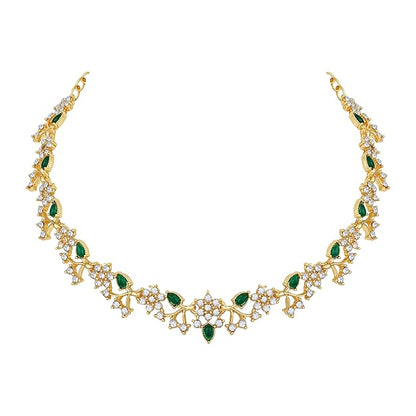 Diamond AD with Colorful Crystal Necklace Jewellery Set for Women/Girls | Perfect for Weddings, Parties & Festive Occasions