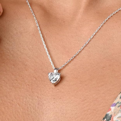 Sterling Silver Heart Solitaire Pendant Earrings Chain Bracelet Ring for Women & Girls| Platinum Plated | Gift for her