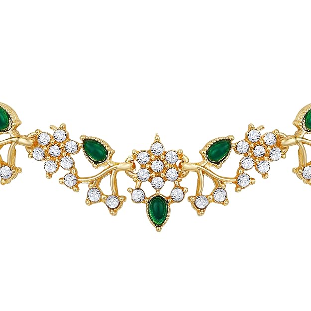 Diamond AD with Colorful Crystal Necklace Jewellery Set for Women/Girls | Perfect for Weddings, Parties & Festive Occasions