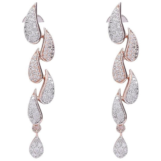 Diamond CZ Rose Gold Plated Designer Jewellery Set/Necklace Set with Chain & Earring for Girls/Women