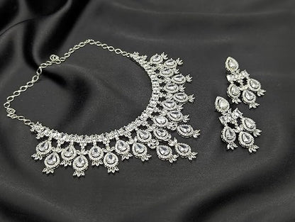 Necklace Set for Women | Pear Drop Choker Set with Matching Earrings | Bridal Wedding Party Jewelry Set