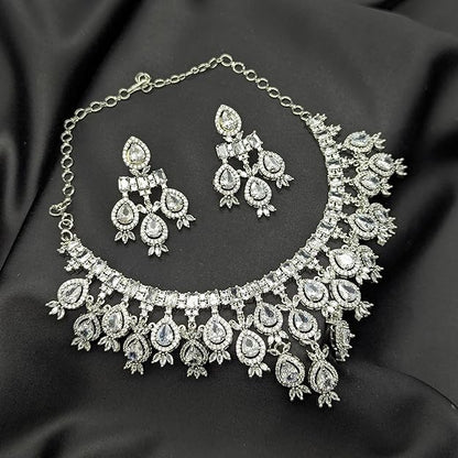 Necklace Set for Women | Pear Drop Choker Set with Matching Earrings | Bridal Wedding Party Jewelry Set