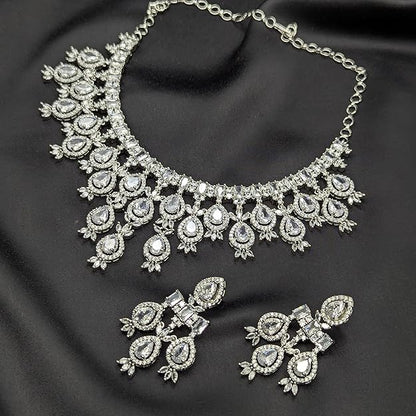 Necklace Set for Women | Pear Drop Choker Set with Matching Earrings | Bridal Wedding Party Jewelry Set