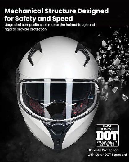 Motorcycle Helmet Full Face with Pinlock Compatible Clear&Tinted Visors and Fins Street Bike Motocross Casco DOT Model Z501(Legend Green, X-Large)