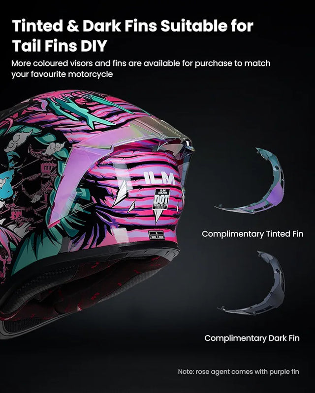 Motorcycle Helmet Full Face with Pinlock Compatible Clear&Tinted Visors and Fins Street Bike Motocross Casco DOT Model Z501(Legend Green, X-Large)