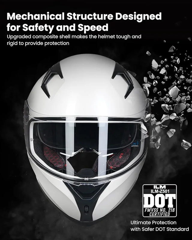 Motorcycle Helmet Full Face with Pinlock Compatible Clear&Tinted Visors and Fins Street Bike Motocross Casco DOT Model Z501(Legend Green, X-Large)