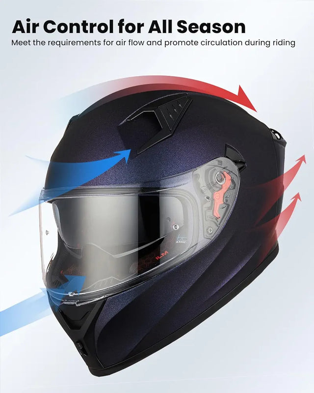 Motorcycle Helmet Full Face with Pinlock Compatible Clear&Tinted Visors and Fins Street Bike Motocross Casco DOT Model Z501(Legend Green, X-Large)