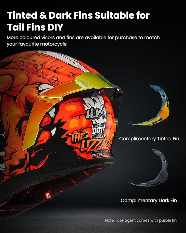 Motorcycle Helmet Full Face with Pinlock Compatible Clear&Tinted Visors and Fins Street Bike Motocross Casco DOT Model Z501(Legend Green, X-Large)