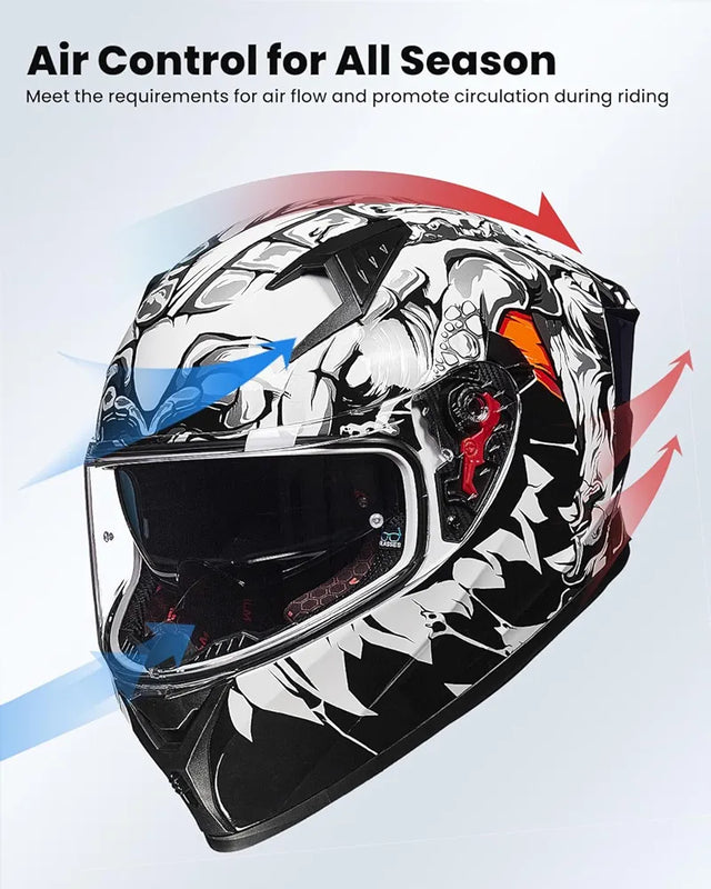 Motorcycle Helmet Full Face with Pinlock Compatible Clear&Tinted Visors and Fins Street Bike Motocross Casco DOT Model Z501(Legend Green, X-Large)