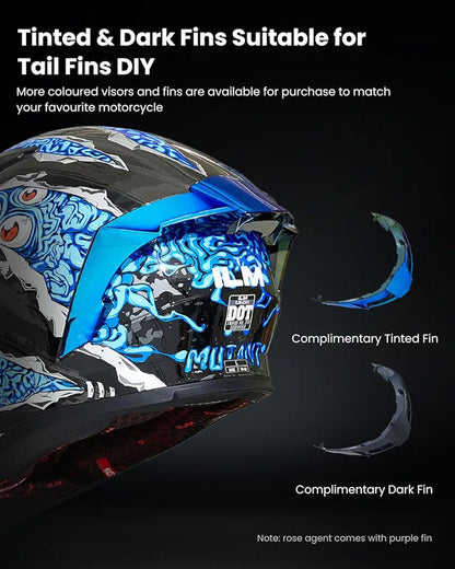 Motorcycle Helmet Full Face with Pinlock Compatible Clear&Tinted Visors and Fins Street Bike Motocross Casco DOT Model Z501(Legend Green, X-Large)
