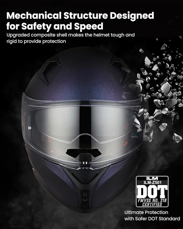 Motorcycle Helmet Full Face with Pinlock Compatible Clear&Tinted Visors and Fins Street Bike Motocross Casco DOT Model Z501(Legend Green, X-Large)