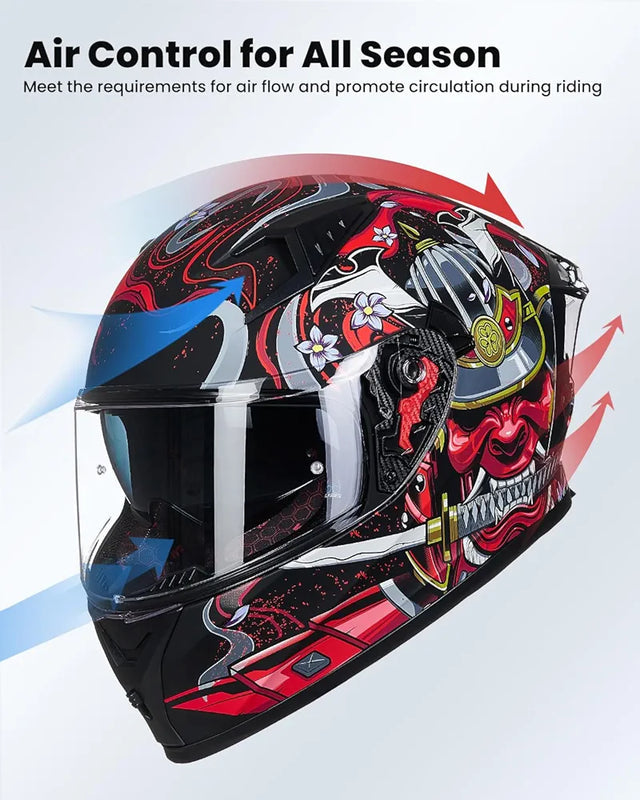 Motorcycle Helmet Full Face with Pinlock Compatible Clear&Tinted Visors and Fins Street Bike Motocross Casco DOT Model Z501(Legend Green, X-Large)