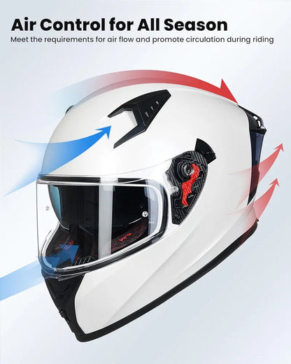 Motorcycle Helmet Full Face with Pinlock Compatible Clear&Tinted Visors and Fins Street Bike Motocross Casco DOT Model Z501(Legend Green, X-Large)