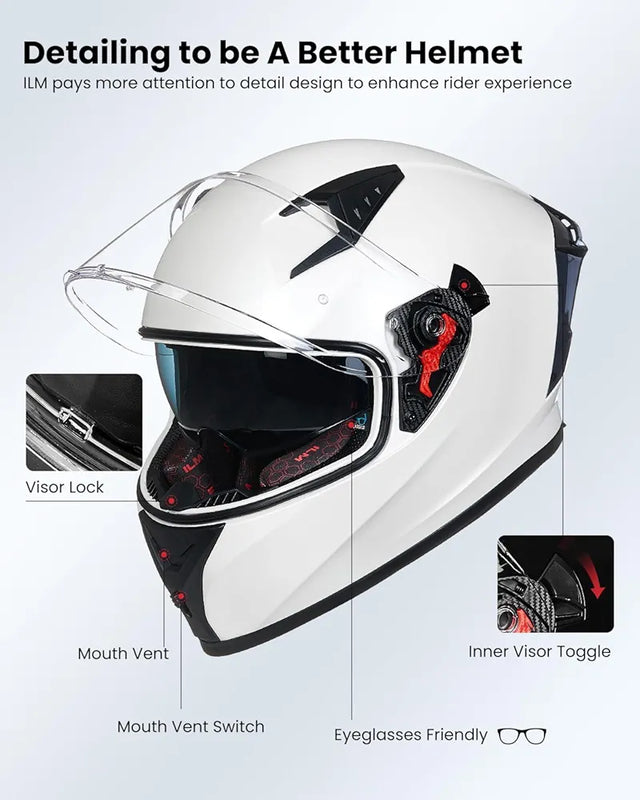 Motorcycle Helmet Full Face with Pinlock Compatible Clear&Tinted Visors and Fins Street Bike Motocross Casco DOT Model Z501(Legend Green, X-Large)