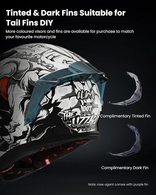Motorcycle Helmet Full Face with Pinlock Compatible Clear&Tinted Visors and Fins Street Bike Motocross Casco DOT Model Z501(Legend Green, X-Large)